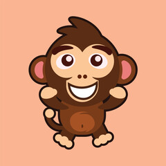 illustration of happy and smiling brown monkey