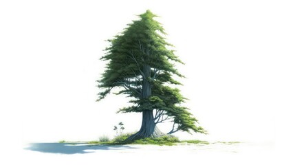 A slender tree watercolor illustration - Generative AI.