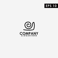 Black Line Snail Logo Design Vector Template. Modern Design. Snail Icon. Flat Logo. Snail. Vector Illustration