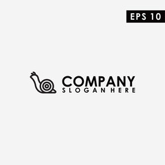 Black Line Snail Logo Design Vector Template. Modern Design. Snail Icon. Flat Logo. Snail. Vector Illustration