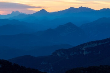 Beautiful sunset light in the spanish mountains (Serra d Entreperes)