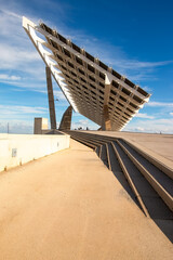 Solar panels pergola in Barcelona's Forum Harbor Port