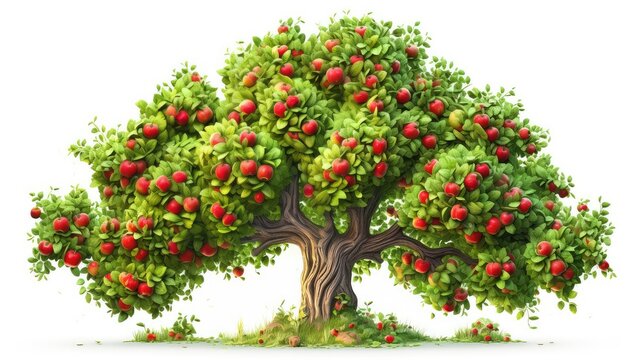 Apple tree watercolor illustration - Generative AI.