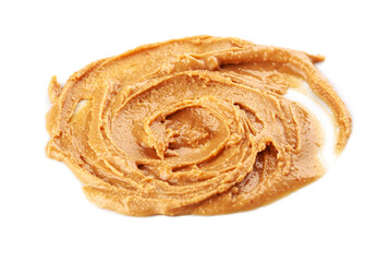 peanut butter swirl on white background isolated