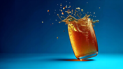 glass of fresh apple juice cinematic photoshoot on dark background