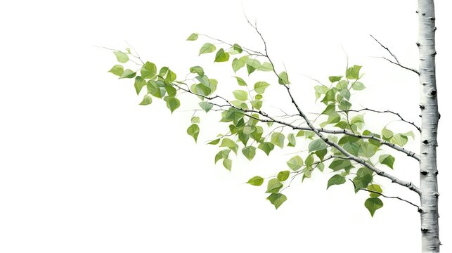 A slender birch tree watercolor illustration - Generative AI.