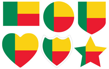 Fototapeta premium Benin flag design shape set. Flag of Benin design shape set.