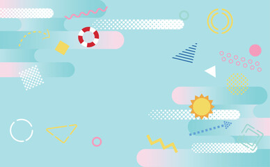 ビジネス　夏のポップな幾何学模様の背景イラスト