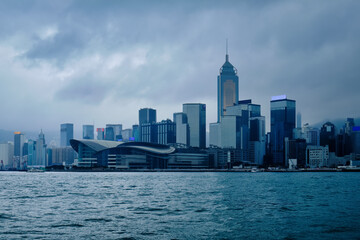 Fototapeta na wymiar Urban landscape. Hong Kong in gloomy weather.