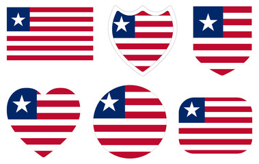 Liberia flag set. Flag of Liberia design shape set.