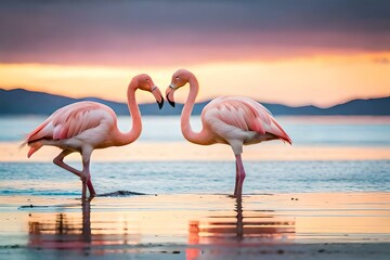 Fototapeta na wymiar flamingo in the Water Generative by AI Technology
