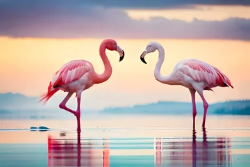 Fototapeten flamingo in the Water Generative by AI Technology © Muhammad