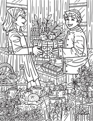 Hanukkah Children Exchanging Gifts Adults Coloring