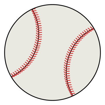 Baseball. Baseball equipment. The ball is stitched with red threads. Isolated background. Cartoon style. Idea for web design.