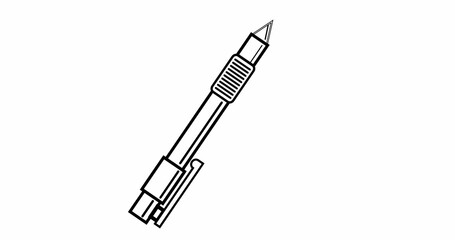 Illustration of black outlined pen with copy space on white background