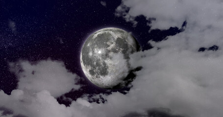 Fototapeta premium Composition of clouds and full moon on night sky