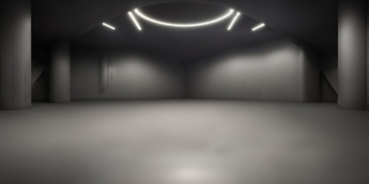 Abstract elegant geometric of blank empty space and white walls with light. Modern concept background. 3d Render