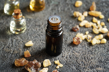 A bottle of frankincense essential oil
