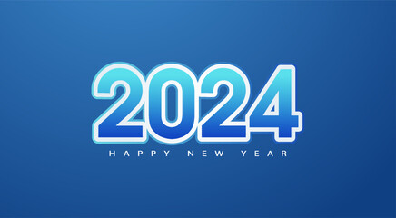 2024 happy new year on blue