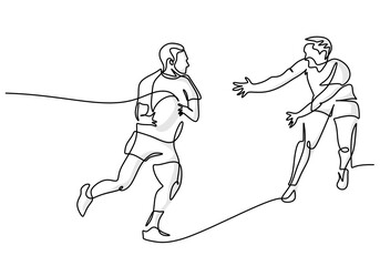 Rugby Player one line drawing, Sports Illustration of Person Playing Rugby