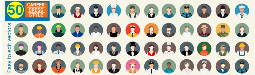 Career dress style, People with different job, icon, people, pilot, doctor ,engineer navy, pope, police, shaif, business, vector, set, symbol, icons, network, cartoon, group, men, work, community