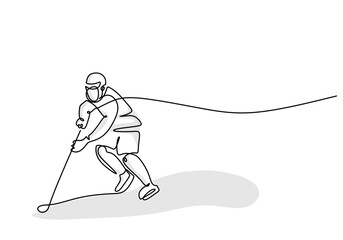 Hockey Player Minimalist Vector Illustration, Athlete Engaged in Hockey Game