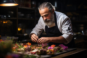 A chef plating a gourmet tasting menu, Chef Generative AI