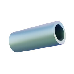 3d shape metallic pipe. Realistic geometric glossy gradient template design illustration. Minimalist mockup isolated transparent png