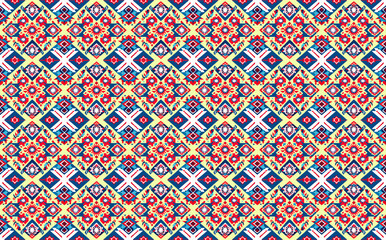 Geometric ethnic oriental ikat seamless pattern traditional Design for background,carpet,wallpaper,clothing,wrapping,batik,fabric,vector illustration. embroidery style.