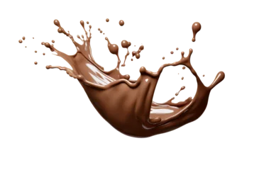 Foto op Aluminium Isolated chocolate milk splash, isolated on transparent background cutout, png © Michael