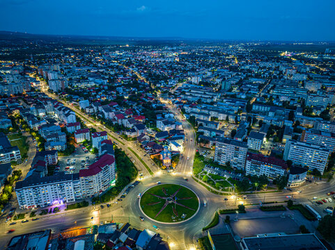 Aerial view of a city at noon