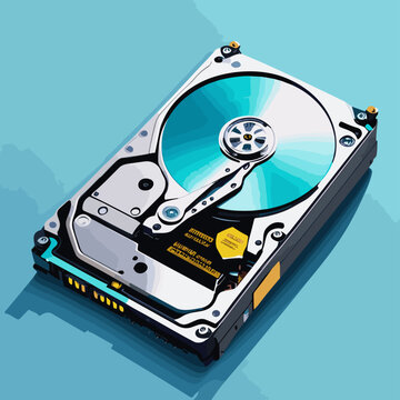 computer hard drive on blue background