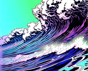 Abstract Japanese background with waves