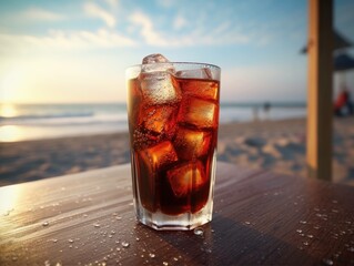 Coca Cola drink on the beach - obrazy, fototapety, plakaty