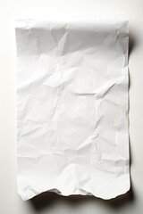Old crumpled empty paper on white background Generative AI 