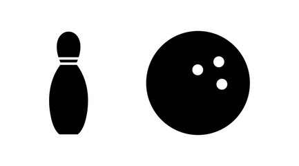 Bowling icon vector. Bowling ball and pin icon. Bowling pins with ball icon.