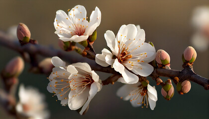 Obraz na płótnie Canvas close up to the beautiful almond flower Generative Ai technology