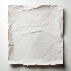 Old crumpled empty paper on white background Generative AI 