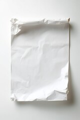 Old crumpled empty paper on white background Generative AI 