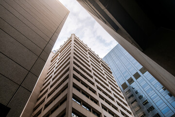 Office buildings in Adelaide city on a day while looking up