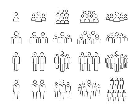 People Icons - Vector Line. Editable Stroke.