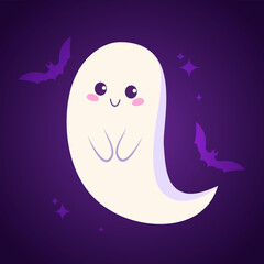 Hand-drawn Halloween cute ghost