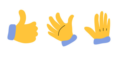 Fototapeta premium Hands vector set cartoon style. Flat illustration with gloves icon set isolated.