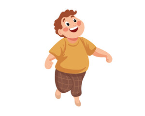 Cute happy boy in pajamas, cartoon vector illustration