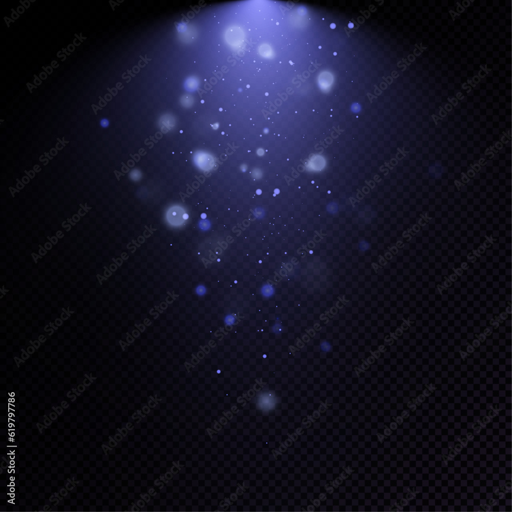 Poster Light effect with lots of shiny shimmering particles isolated on transparent background. Vector star cloud with dust.	
