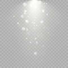 Light effect with lots of shiny shimmering particles isolated on transparent background. Vector star cloud with dust.	
