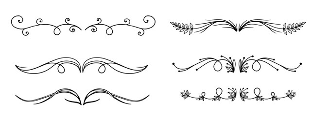 Obraz premium Set of linear text dividers.Vector graphics. 