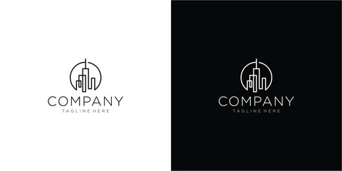 Building logo monoline vector logo template