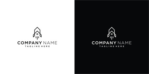Creative building rocket vector logo template
