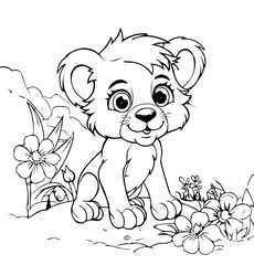 Lion cub coloring page - Coloring book for kids